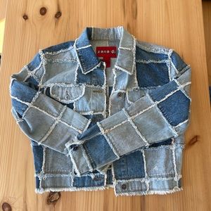 Patchwork cropped denim jacket